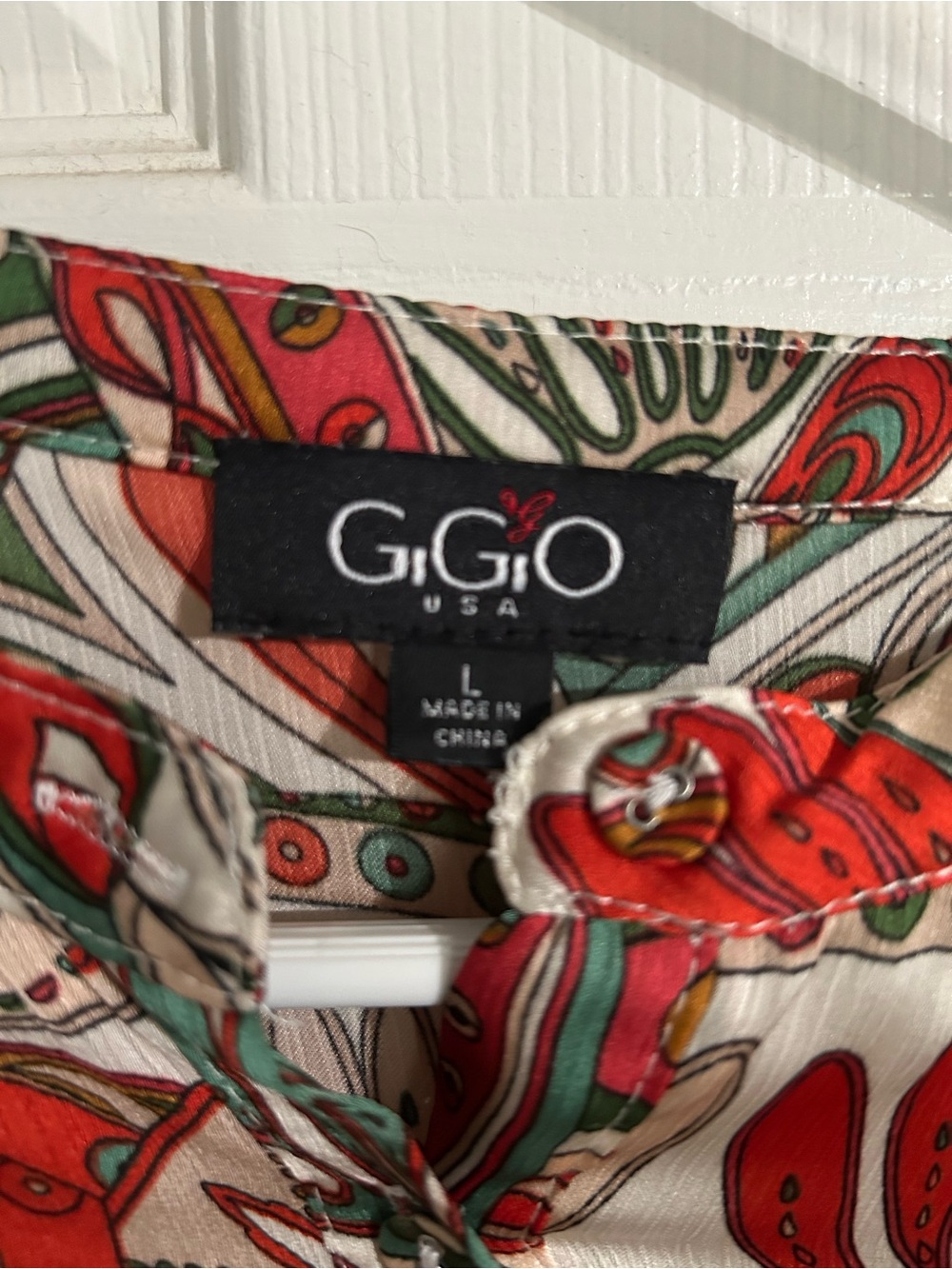 GGO Cream Midi Dress with Red & Green Paisley Print - Picture 3 of 4